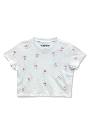 KatieJ Fearless Pink Bow Embroidered Tee