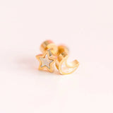 pierced Moon & Star Opal Earings