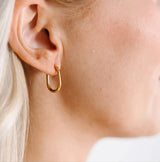 pierced Rectangle Gold Huggies Hoop Earings for Charms