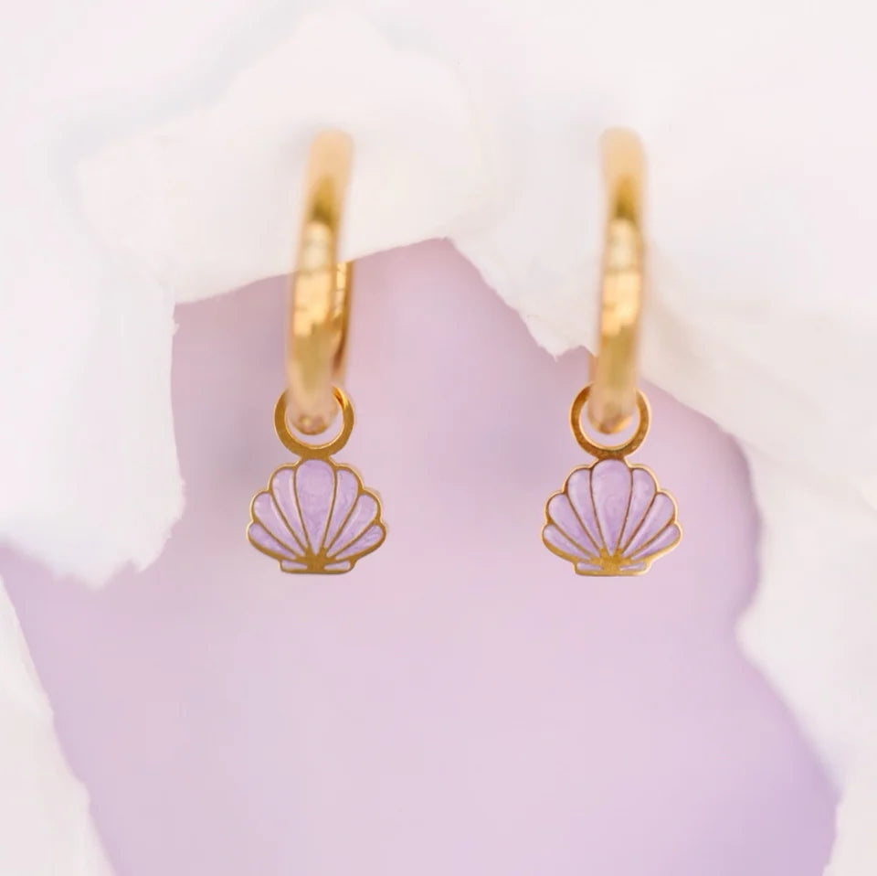 pierced Purple Seashell Earing Charms