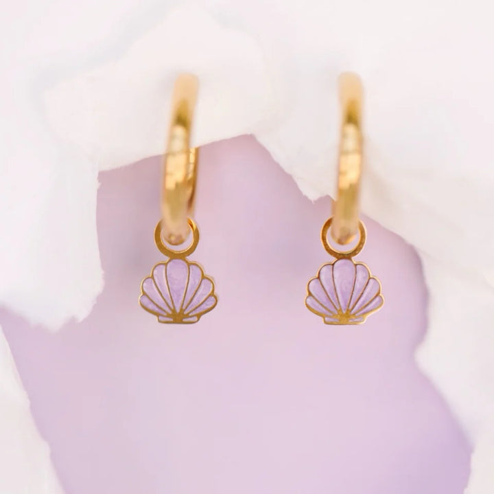 pierced Purple Seashell Earing Charms