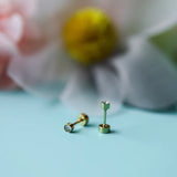 pierced Tiny Diamond Stud Earings