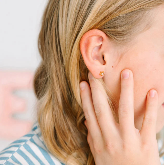 pierced Moon & Star Opal Earings