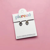 pierced Checkered Heart Earing Charms