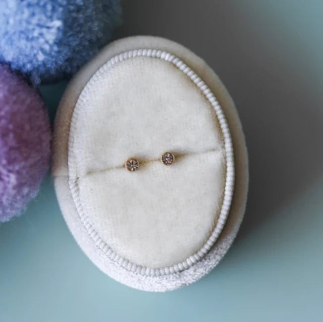 pierced Tiny Diamond Stud Earings