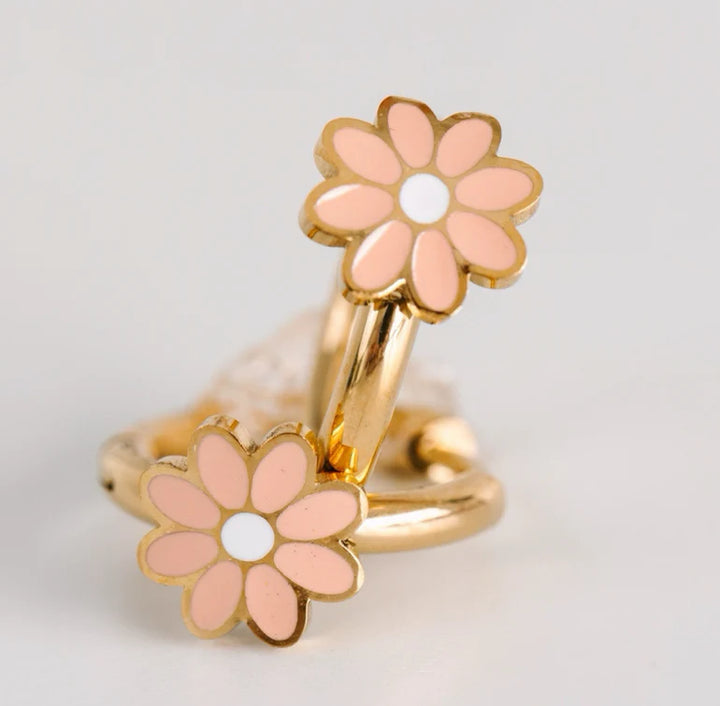 pierced Peach Daisy Huggies