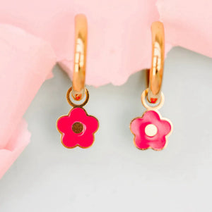 pierced Hot Pink Flower Earing Charms