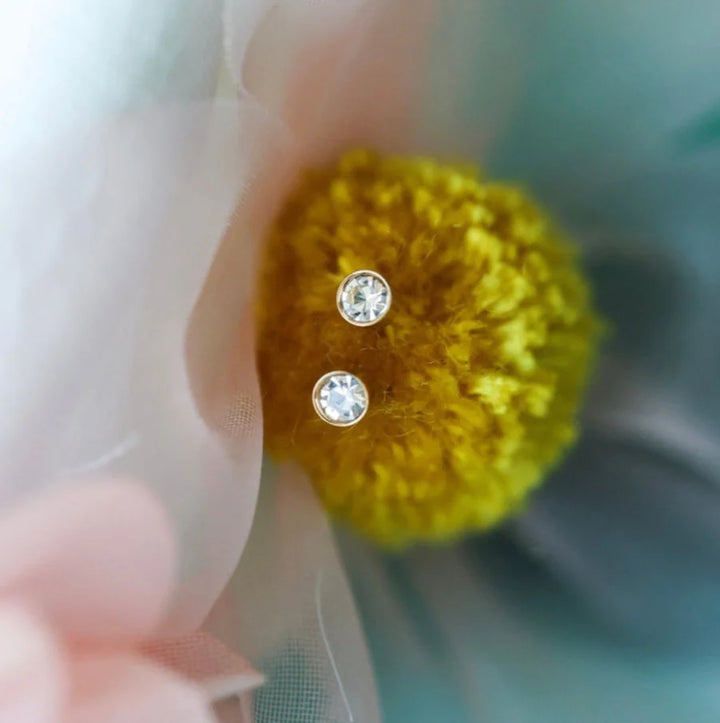pierced Tiny Diamond Stud Earings