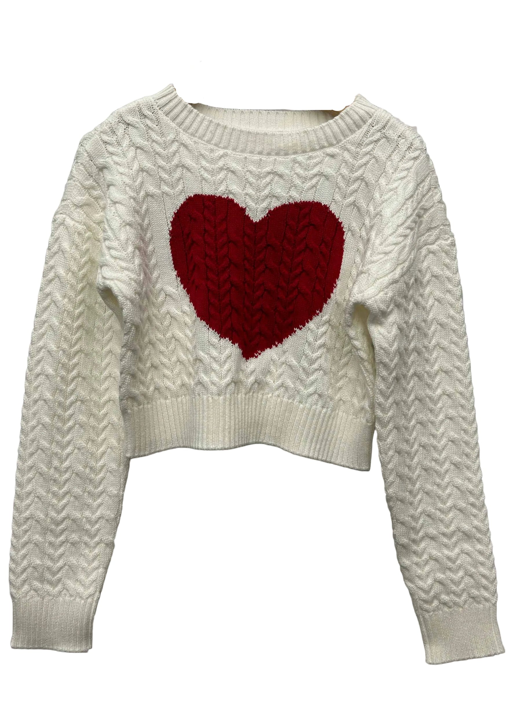 Design History Winter White Sweater with Large Heart