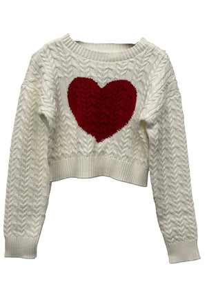 Design History Winter White Sweater with Large Heart