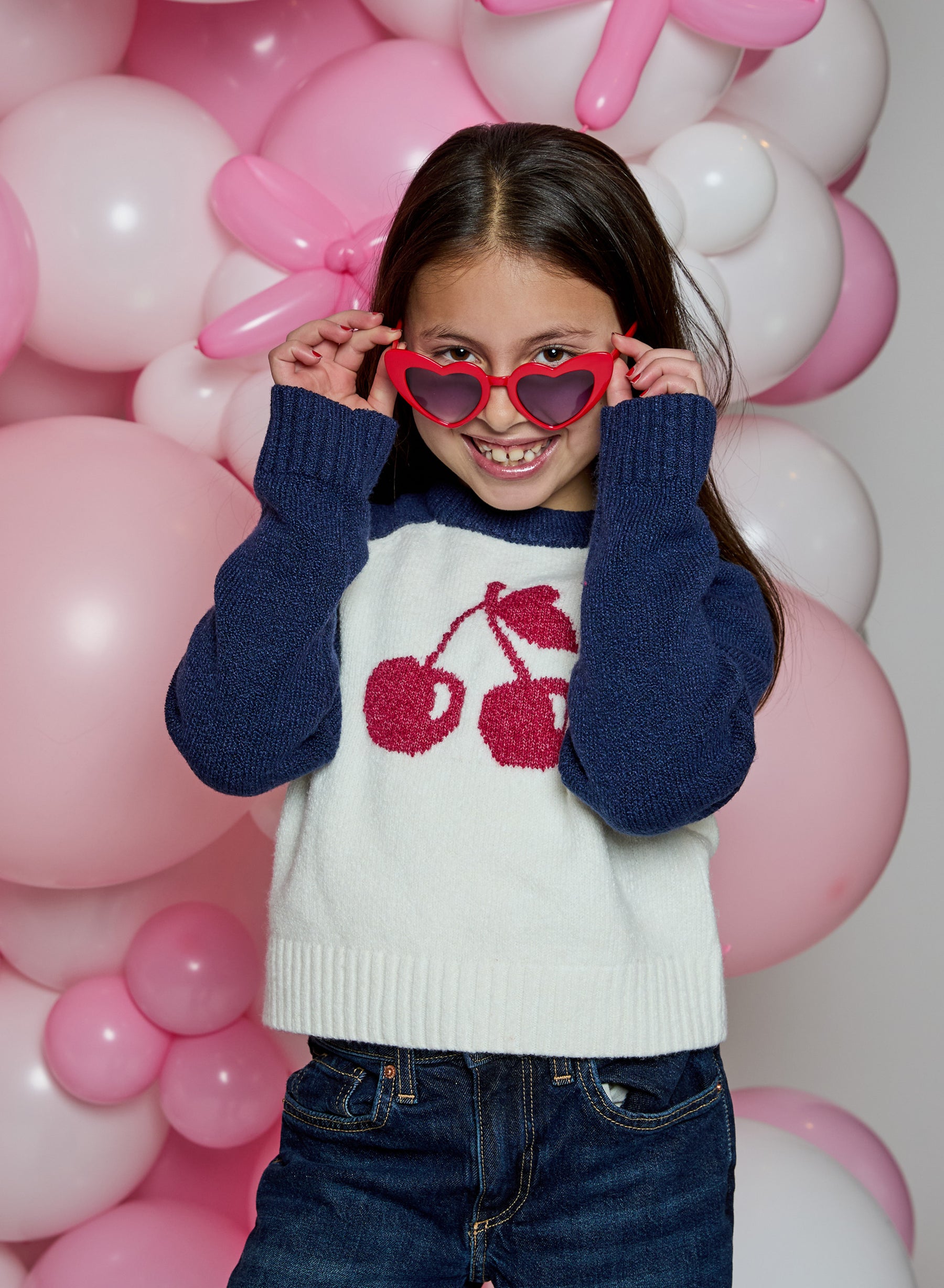 Design History Girls Long Sleeve Cherry Sweater