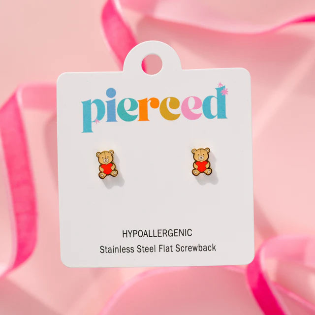 pierced Teddy Bear Earrings