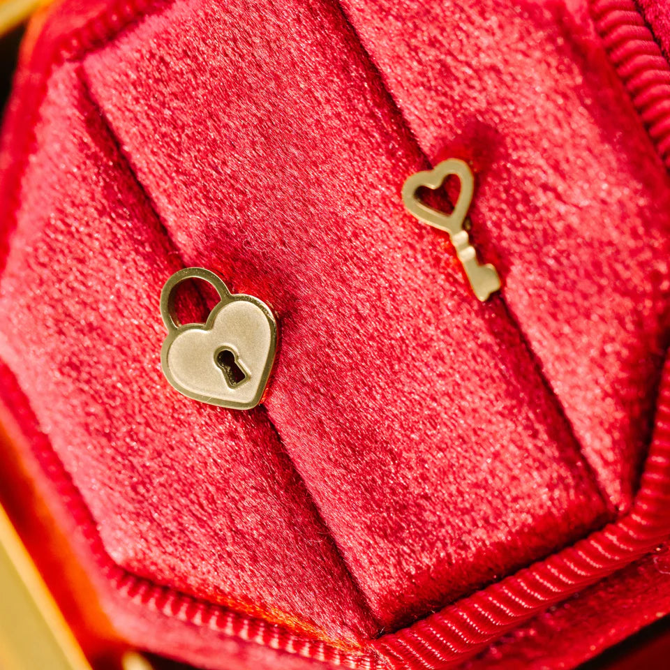 pierced Heart Locket & Key Earings