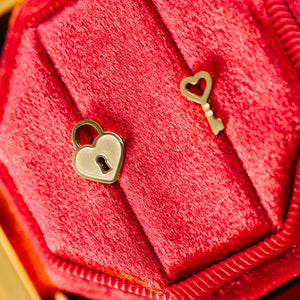 pierced Heart Locket & Key Earings