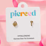 pierced Heart Locket & Key Earings