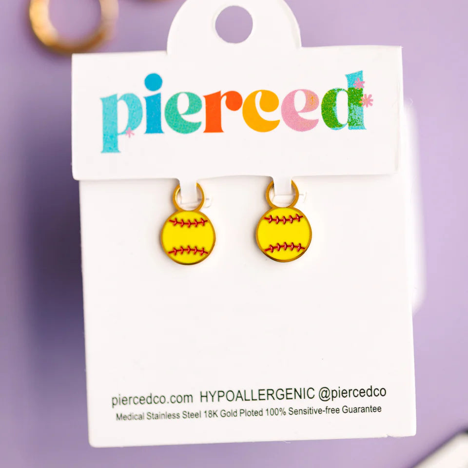 pierced Softball Earing Charms