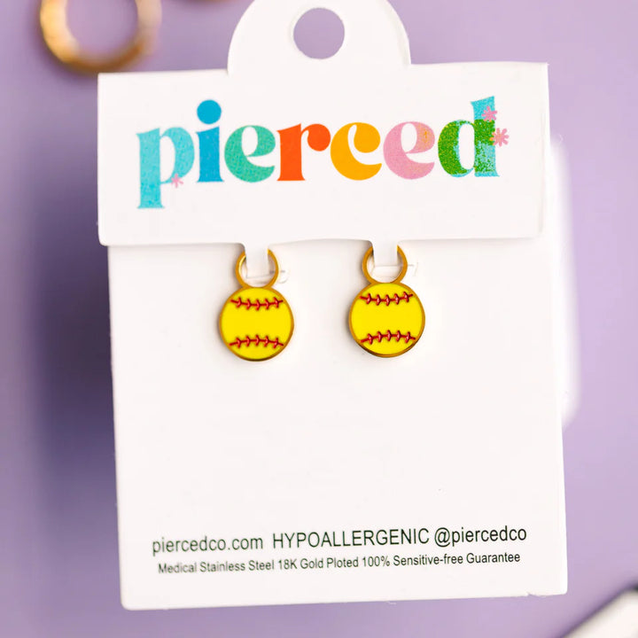pierced Softball Earing Charms