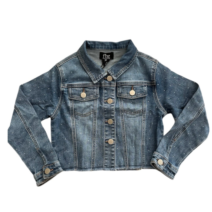 fbz Studded Rhinestone Denim Jean Jacket