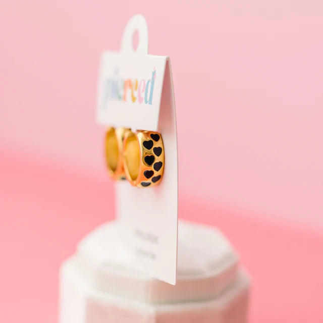 pierced Chunky Blank Heart Huggies Earings