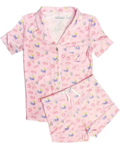 KatieJ Lynn Short Pajama Set, Berries and Cream