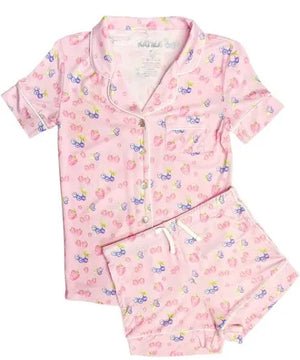 KatieJ Lynn Short Pajama Set, Berries and Cream