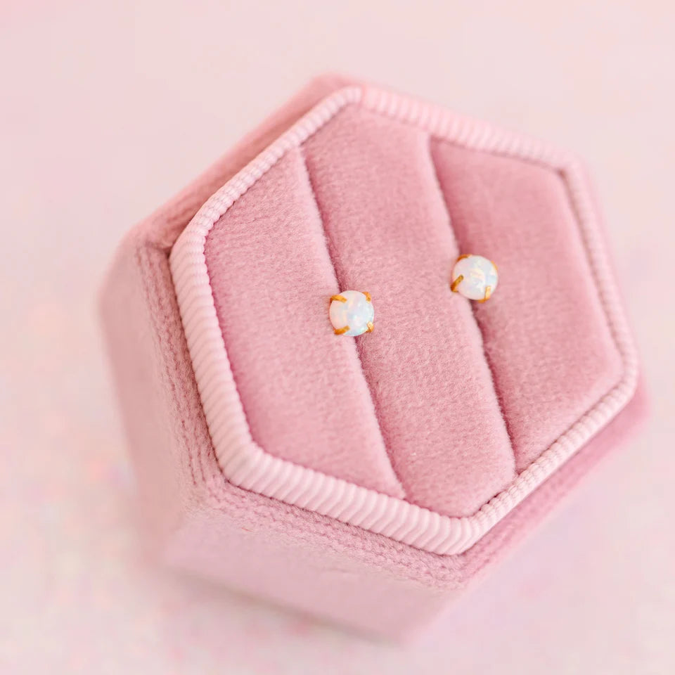 pierced White Opal Earings