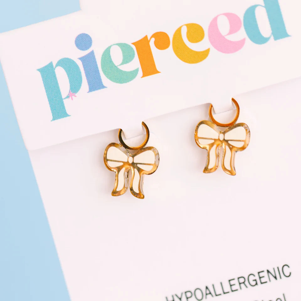 pierced Cream Bow Earing Charms