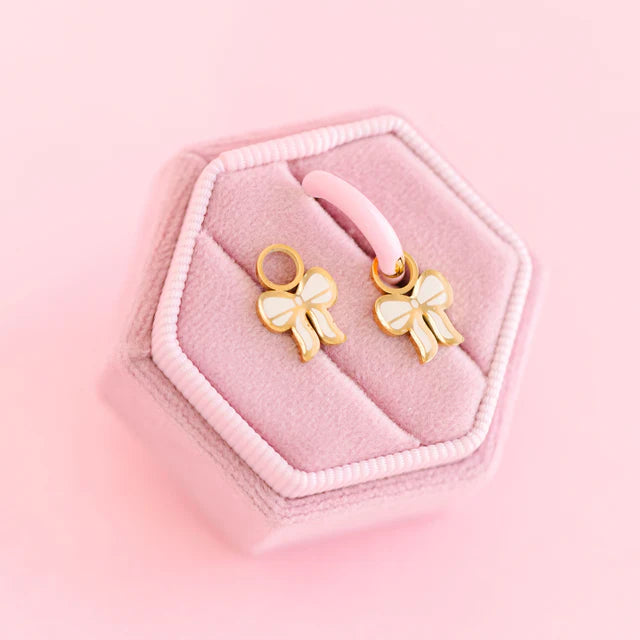 pierced Cream Bow Earing Charms