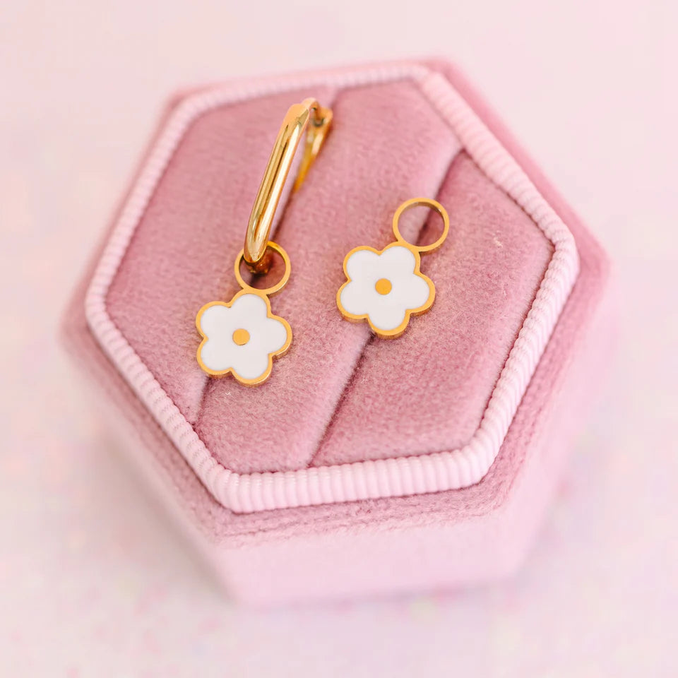 pierced White Flower Charms