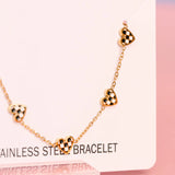 pierced Black & White Checkered Heart Bracelet