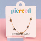 pierced Black & White Checkered Heart Bracelet