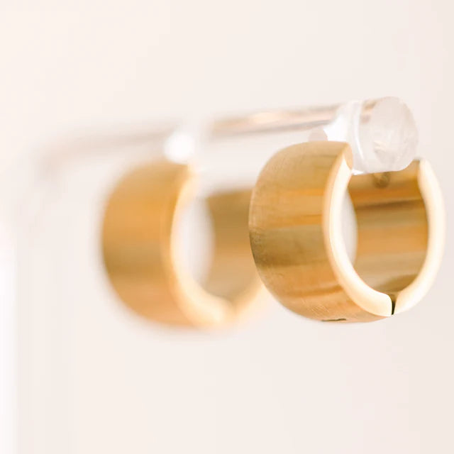 pierced Chunky Brushed Gold Huggies