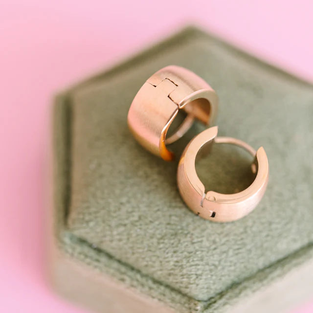 pierced Chunky Brushed Gold Huggies