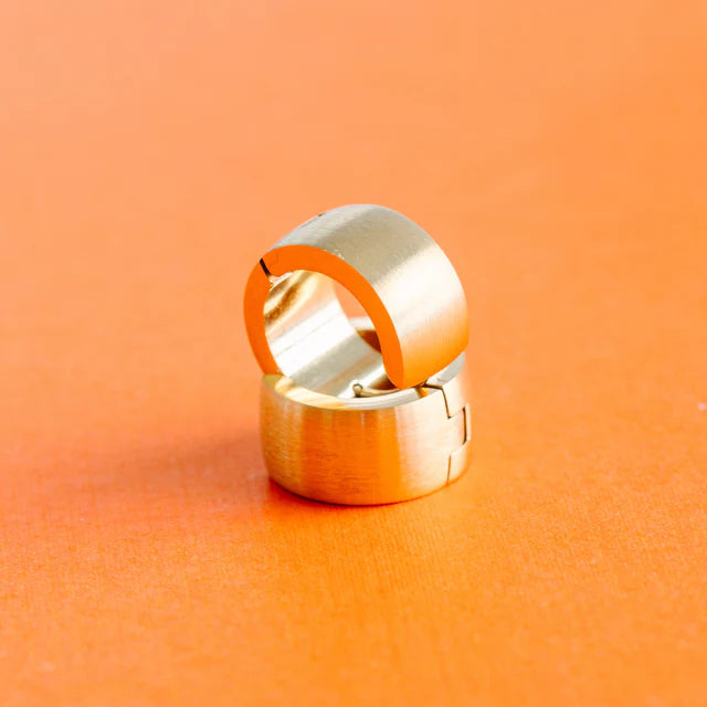 pierced Chunky Brushed Gold Huggies