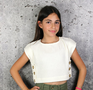 if so Knit Side Button Top