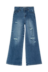 tractr Wide Leg with Destruction Jean
