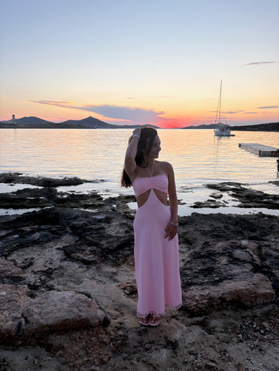 ThemeNY Samantha Pastel Pink Dot Mesh Dress