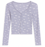 KatieJ Tess Long Sleeve Button Down Top, Puffy Clouds