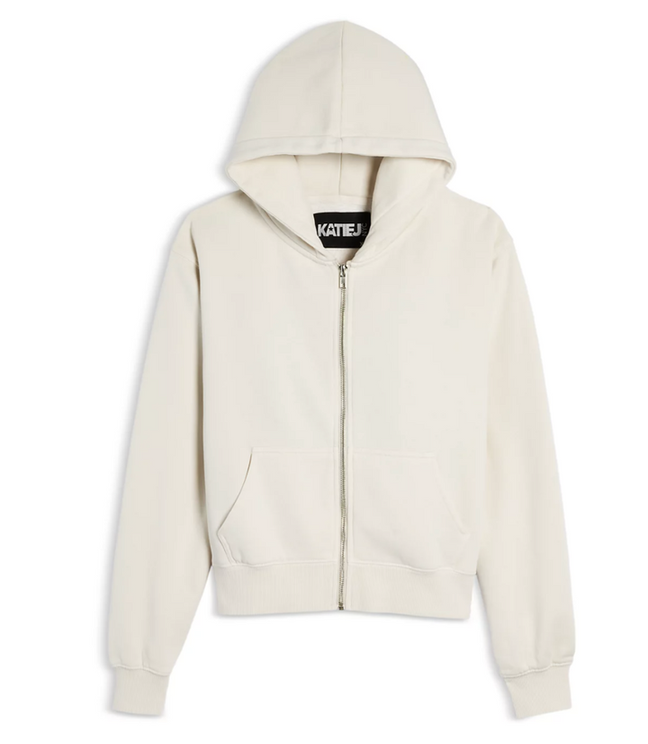 KatieJ Dylan Tween Oversized Zip Hoodie, Vintage White