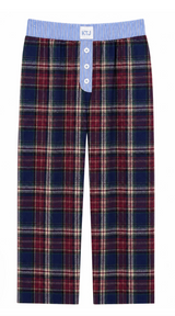 KatieJ Bree Plaid Lounge Pant, Navy/Burgundy Plaid