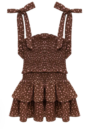 KatieJ Emerson Dress, Espresso Floral Challis
