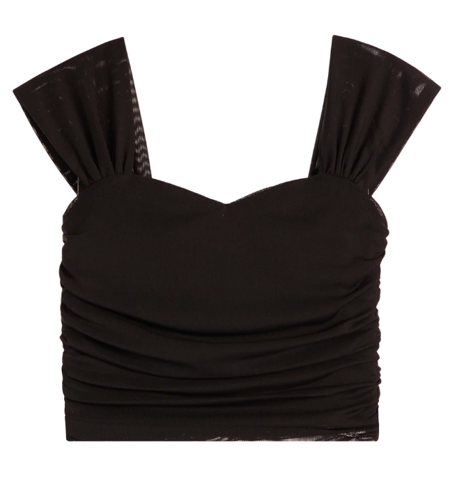 KatieJ Joey Mesh Top with Straps, Black