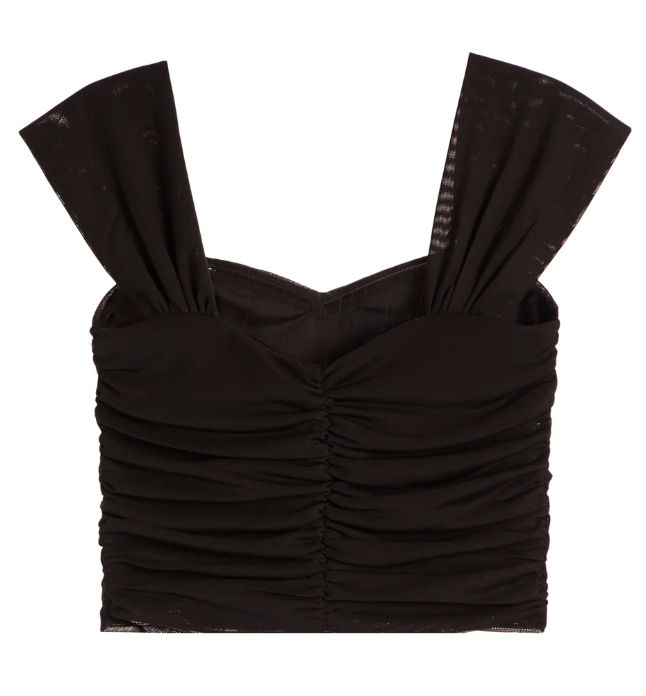 KatieJ Joey Mesh Top with Straps, Black