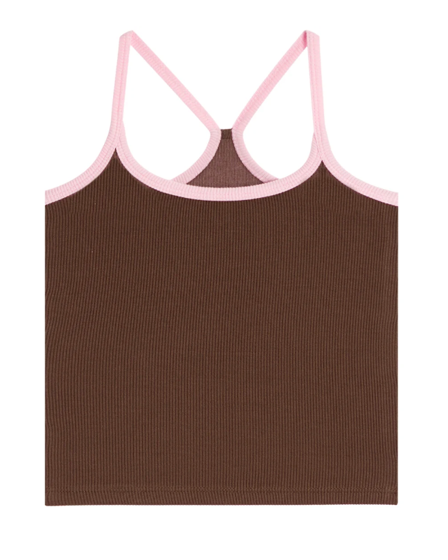 KatieJ Livi Racerback Cami, Espresso/Baby Pink