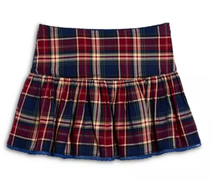 KatieJ Clark Mini Skirt, Navy Blue Plaid