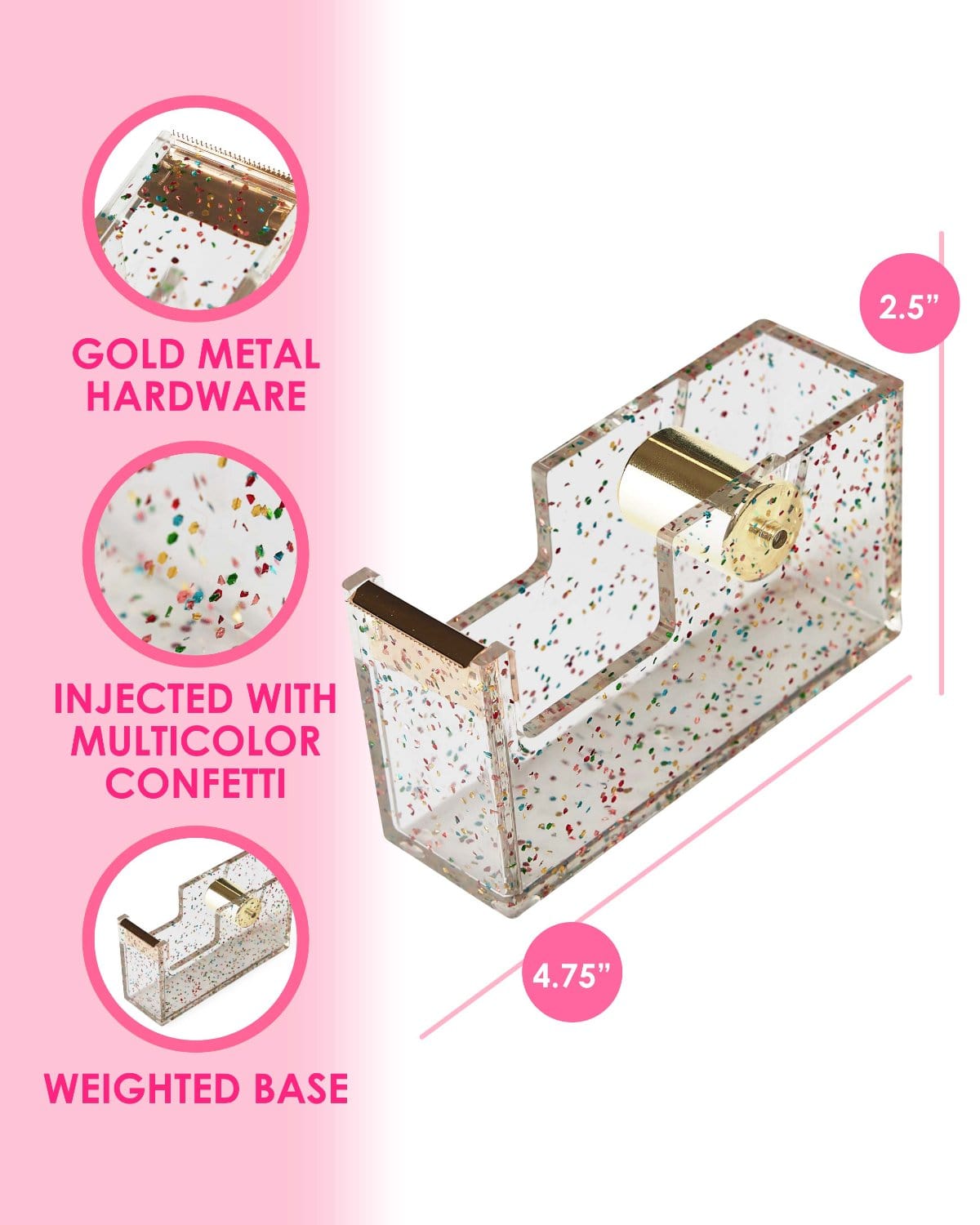 Packed Party Confetti Party Acrylic Tape Dispenser
