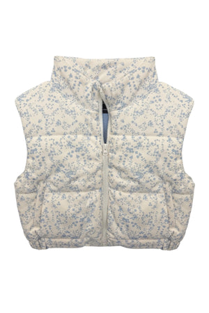 KatieJ Tween Snowy Courduroy Puffer Vest, Glacier Bloom