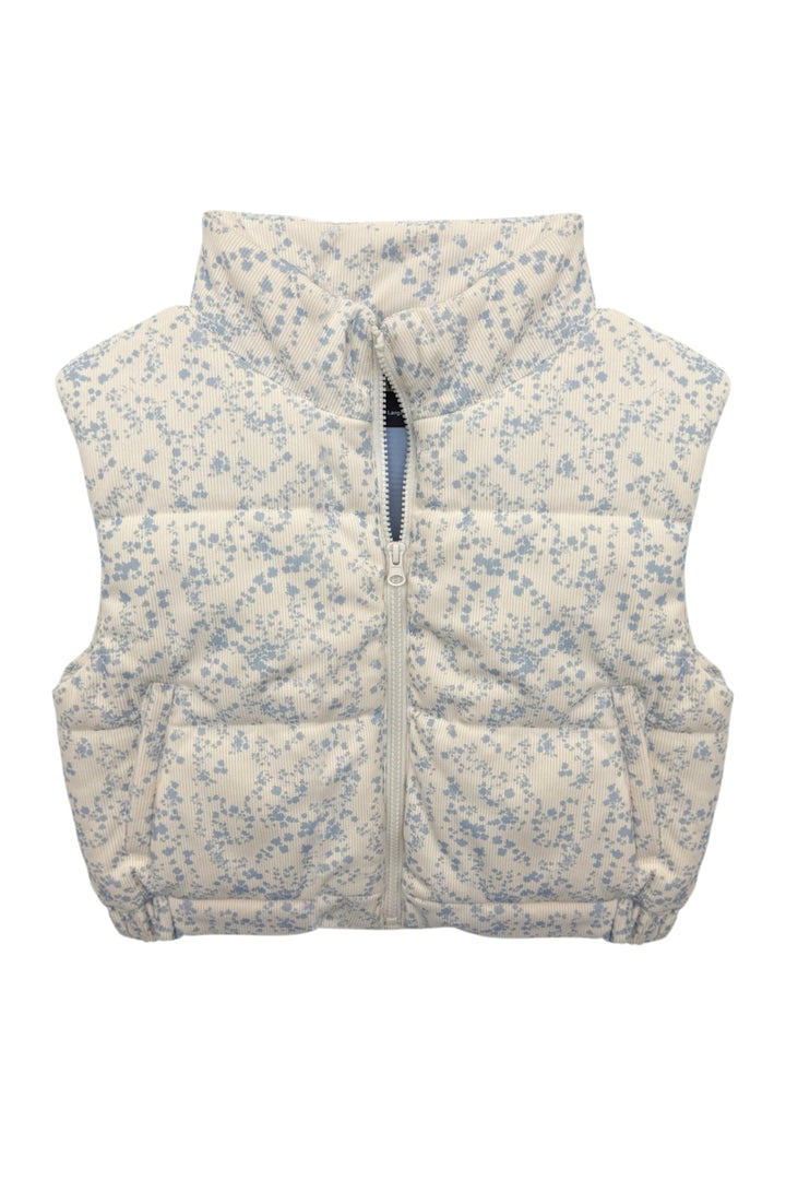 KatieJ Tween Snowy Courduroy Puffer Vest, Glacier Bloom