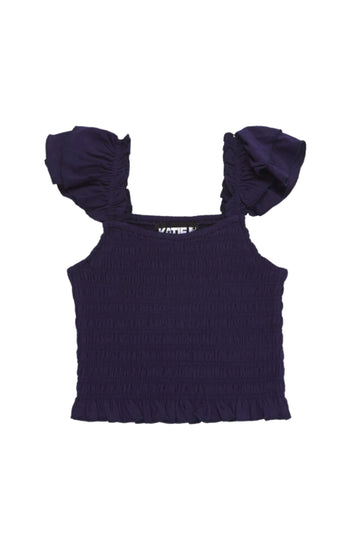 KatieJ Joanna Flutter Sleeve Top, Evening Blue