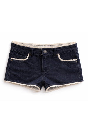 KatieJ Kauai Denim Lace Trim Shorts